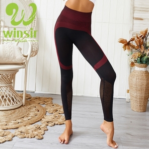 fabricante de ropa deportiva Calza Chupín Tiro Alto <span class=keywords><strong>Bicolor</strong></span> Fitness yoga Supplex Lycra malla Yoga sin costura Leggins mujeres - Product Image 2