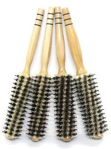 Peigne <span class=keywords><strong>à</strong></span> cheveux bouclés <span class=keywords><strong>à</strong></span> manche en bois avec dents en poils de sanglier, design cylindrique antistatique pour les pattes de cochon, queue pointue pour le coiffage - Product Image 3