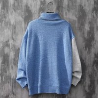 Automne dessin animé motif chaud ample col haut pull en tricot pull décontracté pull pour hommes