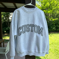 Kardigan Plush Katun Berkualitas Tinggi OEM Kustom, Kain Rajut Prancis, Ukuran Ekstra Besar, Logo Kustom Bordir, Kaos Olahraga Kerah Bulat