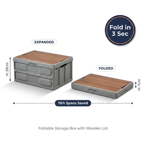 Boîte <span class=keywords><strong>de</strong></span> rangement pliable robuste avec couvercle en bois massif, table, compartiments multiples, séparateur, <span class=keywords><strong>poche</strong></span> latérale, organisateur <span class=keywords><strong>de</strong></span> coffre <span class=keywords><strong>de</strong></span> voiture - Product Image 1