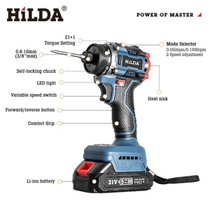 <span class=keywords><strong>Perceuse</strong></span>-<span class=keywords><strong>visseuse</strong></span> électrique sans balais 21V à couple élevé, rechargeable, avec batterie au lithium, réversible, garantie 1 an, pour le marché international - Product Image 2