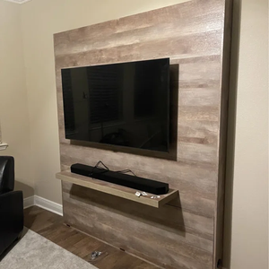 Entertainment <strong>Wall</strong>-<strong>Mounted</strong> <strong>TV</strong> Stand with Floating Shelf Cable Hole Living Room Media Center <strong>for</strong> Home Theater - Product Image 1
