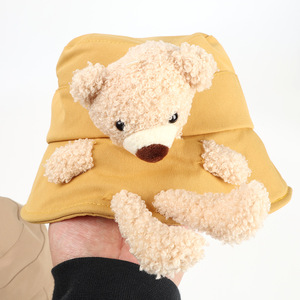 <b>Cute</b> Plush <b>Bear</b> Bucket Hat For Women Korean Style Cartoon Fashion Autumn Spring Casual Wear Fleece Material Adult Female Hat - Product Image 3