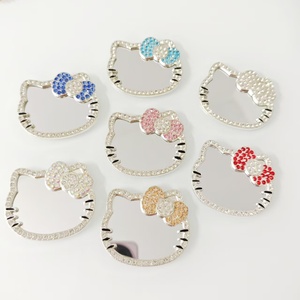 Miroir compact en alliage avec strass pleine surface effet diamant, breloques DIY à dos plat, accessoires pour coques de téléphone, sacs et pochettes - Product Image 4