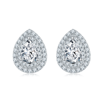 Ensemble de bijoux en diamant Moissanite 1Ct plaqué or blanc 925 ensemble de bijoux collier et boucles d'oreilles en forme de larme pour femmes en argent Sterling
