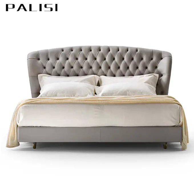 Luxe Moderne Stijl Slaapkamer Bed Meubels Ontwerp Koninklijke Huis Stof Fluwelen Dubbele Soort Maat/Queen Size Bed