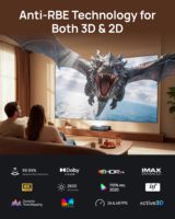 Projecteur à courte focale AWOL Aetherion Pro 4K 3D avec écran intégré pour cinéma maison, Gogle TV UST, affichage 200 pouces pour films, projecteur intelligent