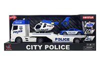 Camion de transport de police surdimensionné EPT de 25 pouces, ensemble de véhicule de sauvetage urbain 3-en-1 avec lumières et sons d'hélicoptère pour garçons