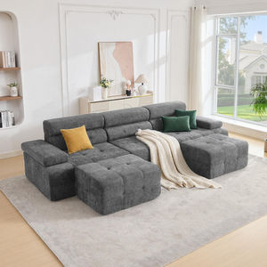 Fauteuil et ottoman carrés surdimensionnés rembourrés, fabriqués en Chine, pour salon et villa, emballés sous vide, faible MOQ disponible - Product Image 1