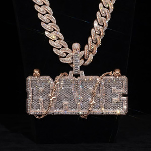 Gioielli Hip Hop da uomo con lettere personalizzate ciondolo a forma di spina 925 in argento Sterling VVS Moissanite lettera ciondolo con lettere di diamanti - Product Image 1