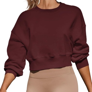 Vêtements de sport pour femmes, hauts pour femmes, sweat-shirts courts à manches longues et col rond pour femmes, pulls décontractés en polaire confortables - Product Image 2
