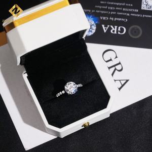 Bague de fiançailles en diamant taille brillant rond, vente chaude, bijoux en argent sterling 925, diamant moissanite GRA VVS pour femmes GRA - Product Image 2