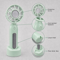 Ventilateur portable rechargeable 2-en-1 Type-C avec support pour téléphone, ventilateur personnel 3 vitesses à main et de bureau