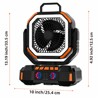 Ventilateur de camping rechargeable 40000mAh avec télécommande, lumière LED, batterie externe USB, silencieux, portable, pour tente, camping-car