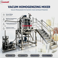 Agitateur homogénéisateur émulsifiant automatique sous vide en acier inoxydable 1000L avec moteur DC pour la fabrication de crèmes cosmétiques, lotions et mayonnaises