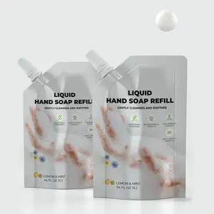 Custom printed eco-friendly 500ml 1L spout pouch liquid soap bags for laundry detergent packing