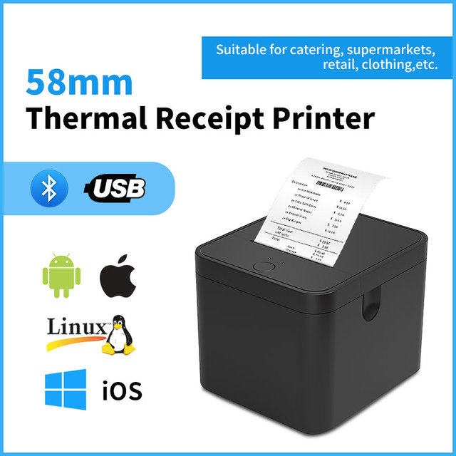 58MM Black White Wireless USB ESC/POS Receipt POS Printer with Cloud Connectivity Linux & IOS Support Thermal Paper in Stock