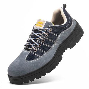 Men's Safety Shoes Steel Toe Low Top Gray Breathable Anti Odor Impact Resistant Puncture Proof Work Shoes for Construction - Product Image 1