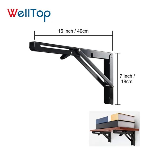 20.059 welltop חם מכירת רהיטים חומרה כבדה קיר מוסתר רכוב קיר מדף סדקים מתכת מתקפל סוגריים