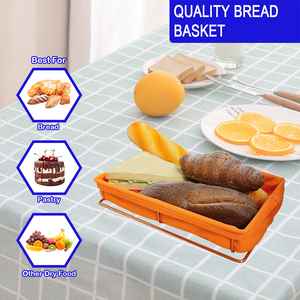 Nuovo Cestino Rettangolare in Metallo Rivestito in Tessuto per Pane e Fast Food, Contenitore per Conservazione Pane con Rivestimento in Tessuto - Product Image 5