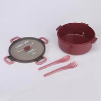 Boîte à lunch ronde de qualité alimentaire et ensemble de bouteilles d'eau Récipient micro-ondes étanche en PP avec ensemble de tasses à eau pour Stnduents