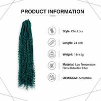 Extensions de cheveux synthétiques ondulés pour femmes, tresses au crochet style bohème vert uni, avec boucles aux extrémités