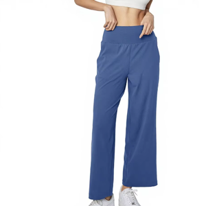 <span class=keywords><strong>Pantalon</strong></span> de sport ample à taille élastique, coupe droite, respirant, décontracté, taille haute, style vintage rétro en nylon pour <span class=keywords><strong>femme</strong></span> - Product Image 1