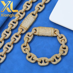16mm M925 Silver Unisex Luxury Pig-nose Cuban Chain Bracelet with Moissanite Custom-made - Product Image 4