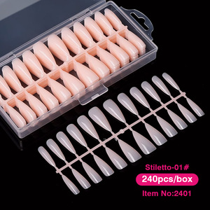 240 faux ongles cercueil à presser, couleur nude rose, couvrance totale, en gel soak-off, pour salon de manucure - Product Image 5