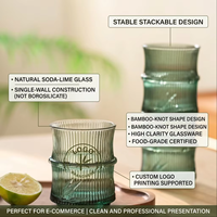 Vente en gros de tasses en verre élégantes en forme de bambou, vente chaude, 260 ml, vaisselle, mugs à eau, maison, bureau