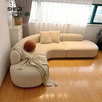 SHEZI Modern beyaz kumaş yuvarlak koltuk takımı Boucle yarı dairesel kavisli otel Villa daire oturma odası için