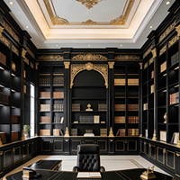 Meuble de rangement gothique pour salon, en bois massif noir sculpté, armoire d'angle murale, bibliothèque extra-large sur toute la hauteur, sur mesure