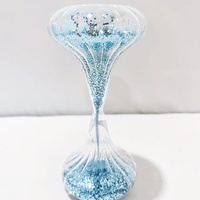 Buatan tangan biru berkilau kaca borosilikat jam pasir desain Modern berputar bagian dekorasi untuk pernikahan & Ulang Tahun ide hadiah