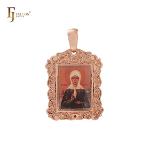 FJ Fallon Modeschmuck Religiöser Heilige-<span class=keywords><strong>Matrona</strong></span>-Anhänger Rosévergoldet auf Messingbasis - Product Image 1