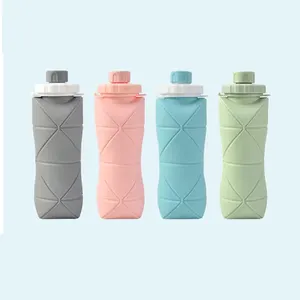 סיטונאי מתקפל בקבוק מים ספורט Bpa חינם 600 מ""ל 20 oz כוס משקה ספורט סיליקון בקבוק מתקפל