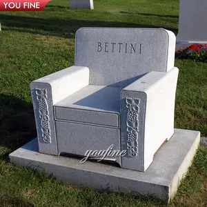 Kunden spezifische Outdoor Cemetery Memorial Skulptur geschnitzte hochwertige Marmor Sitzbank Grabstein