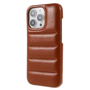 热卖彩色羽绒服PU皮革手机外壳适用于iPhone 13 Pro Max手机后盖Dropshipping