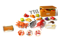 Jouets de cuisine pour enfants : Maison de jeu, supermarché, panier de courses, aliments à découper, fruits de mer et poissons, 22 pièces pour enfant