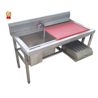 HIKITCHEN MADE Évier de lavage de poisson professionnel en acier inoxydable de luxe pour la transformation des aliments, table de nettoyage de poisson robuste