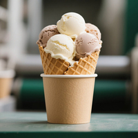 Kualitas makanan kustom dicetak 3/5/8/16/18 oz kertas es krim sekali pakai cangkir Gelato dengan tutup dan sendok