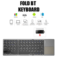 Harga Grosir Pabrik Keyboard Lipat Portabel Mini Keyboard Nirkabel BT Lipat dengan Touchpad Mouse untuk Laptop PC Android