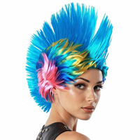 Perruque de déguisement pour adulte années 80, perruque arc-en-ciel multicolore, perruque arc-en-ciel punk rocker