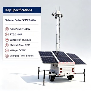 Tour de sécurité mobile solaire avec caméra de surveillance CCTV, remorque 2x4MP PTZ, batterie 10800Wh, étanche IP67, résistante au vent 117km/h pour la surveillance extérieure - Product Image 2