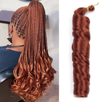 Ekstensi Rambut Kepang Keriting Prancis, Rambut Sintetis Tahan Panas, Gelombang Longgar Spiral untuk Kepang Boho