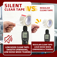Ruban adhésif transparent silencieux 1,88 pouce x 55 yards, adhésif thermofusible activé par l'eau, sans bruit, pour la fermeture de cartons de bureau et d'entrepôt