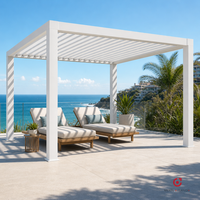 Pergola bioclimatique motorisée en aluminium et verre trempé MEIXIN ORLANDO, pour jardin d'hôtel de luxe moderne, terrasse extérieure.