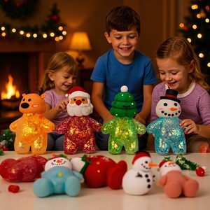 Christmas Glitter Squeeze Toys Soft Gel Filled Holiday Fidget <b>Squishy</b> Toys for Kids Party Gifts Wholesale - Product Image 2