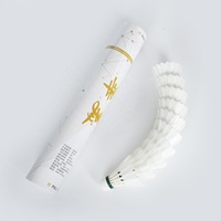 Huamei 12 volants de badminton par tube, plumes de canard blanches, résistants aux chocs, vitesse 76-77, liège composite durable, modèle A2 stable