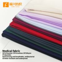 Tissu d'uniforme médical antibactérien CoolMax, 72% polyester, 21% rayonne, 7% élasthanne, tissu sergé extensible dans les quatre sens pour blouses médicales